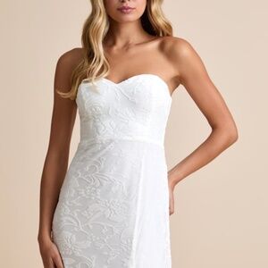 Lulus Exquisite White Velvet Burnout Strapless Maxi Dress - Size XS